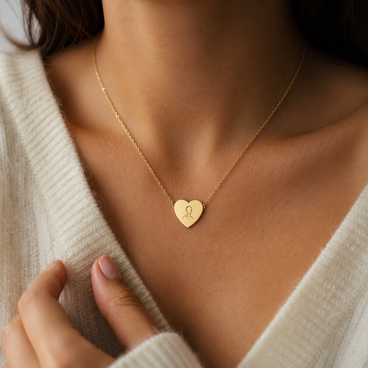 Personalized Heart Necklace – Custom Engraved Photo Pendant (Silver or Gold)