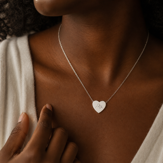 Personalized Heart Necklace – Custom Engraved Photo Pendant (Silver or Gold)