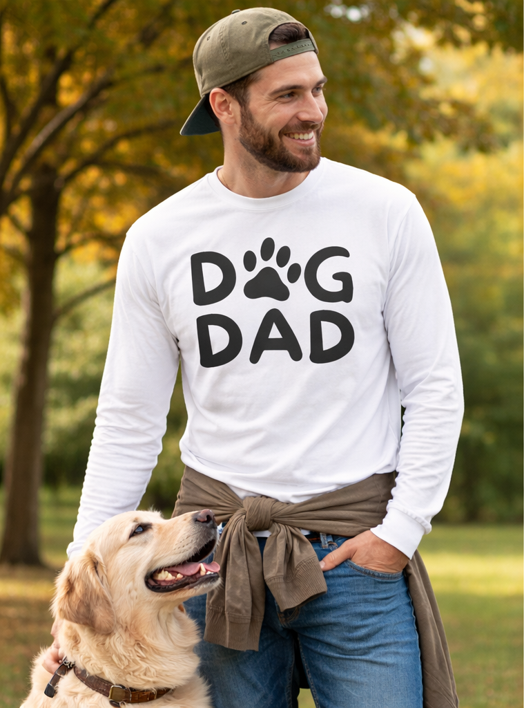 Dog Dad Long Sleeve T-Shirt – Soft 100% Cotton Graphic Tee for Proud Pet Fathers