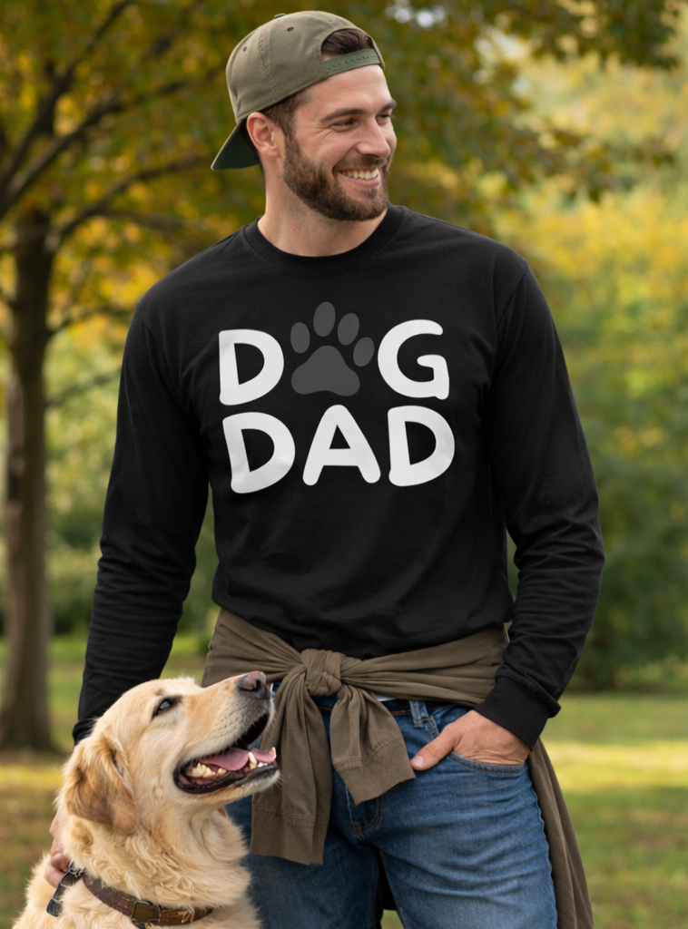 Dog Dad Long Sleeve T-Shirt – Soft 100% Cotton Graphic Tee for Proud Pet Fathers