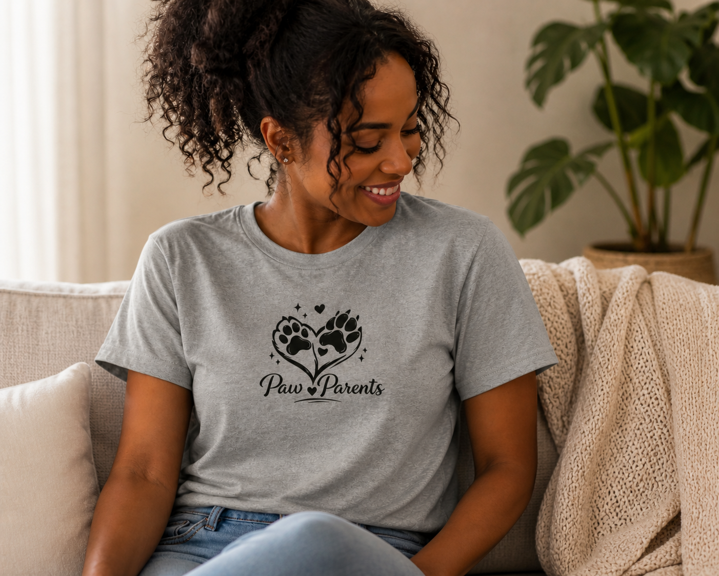 Paw Parents Heart Print Unisex Triblend T-Shirt
