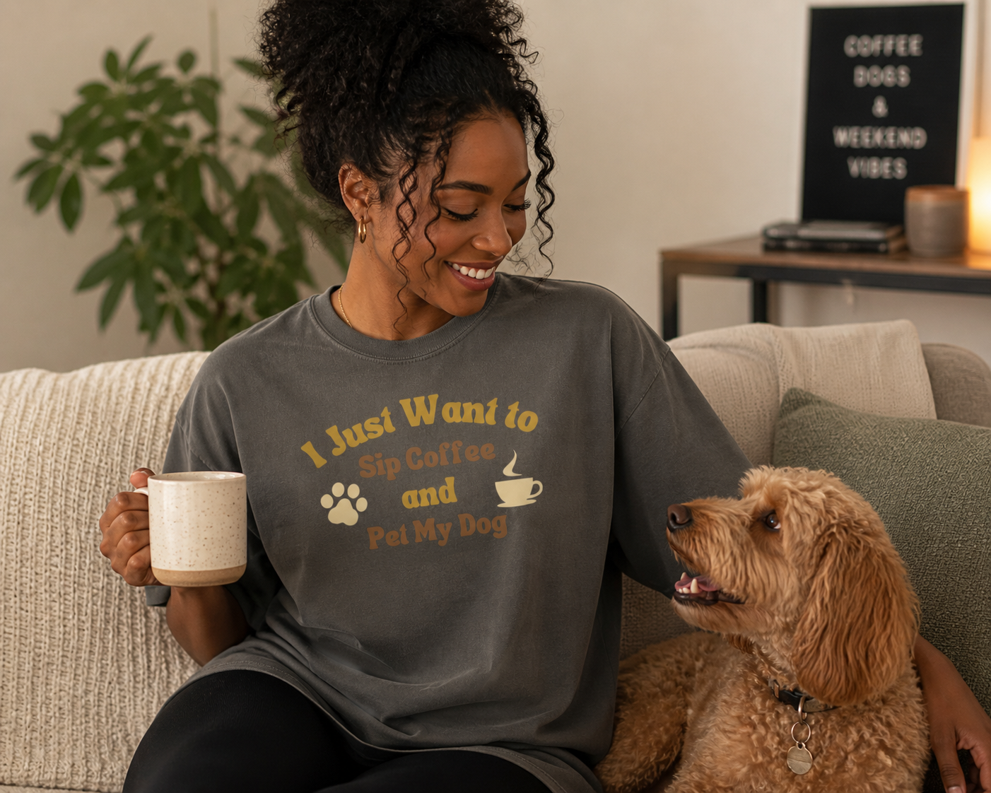 “Sip Coffee & Pet My Dog” Comfort Colors® Heavyweight T-Shirt