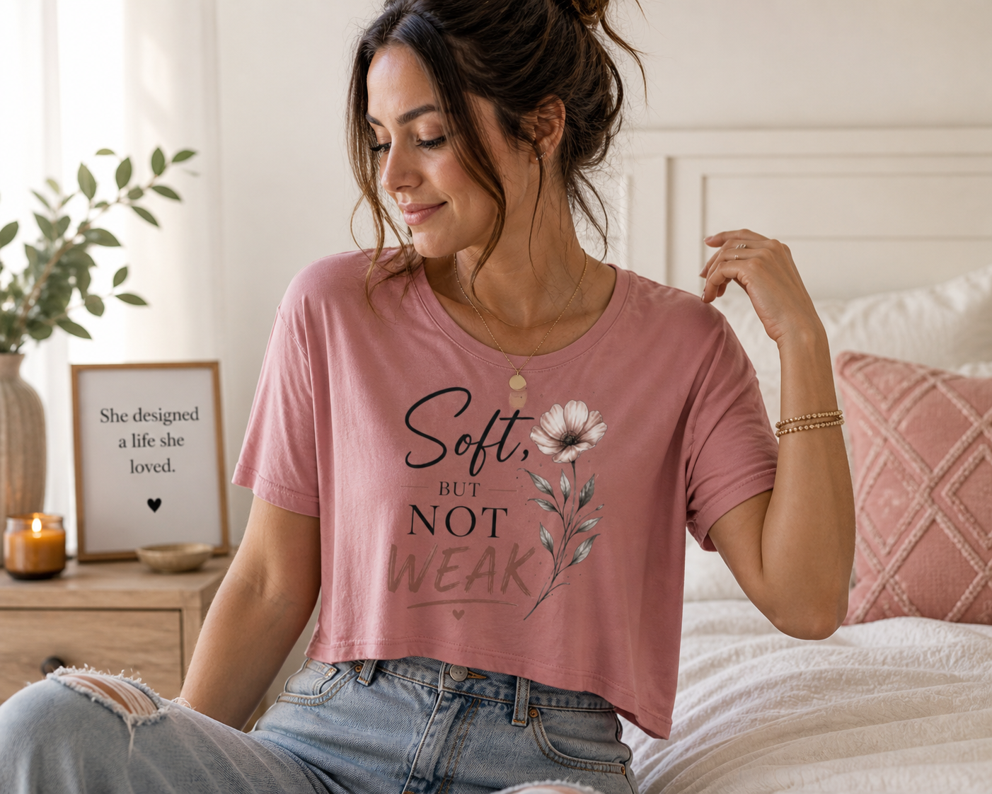 Soft But Not Weak Cropped Tee – Flowy Fit Graphic Shirt