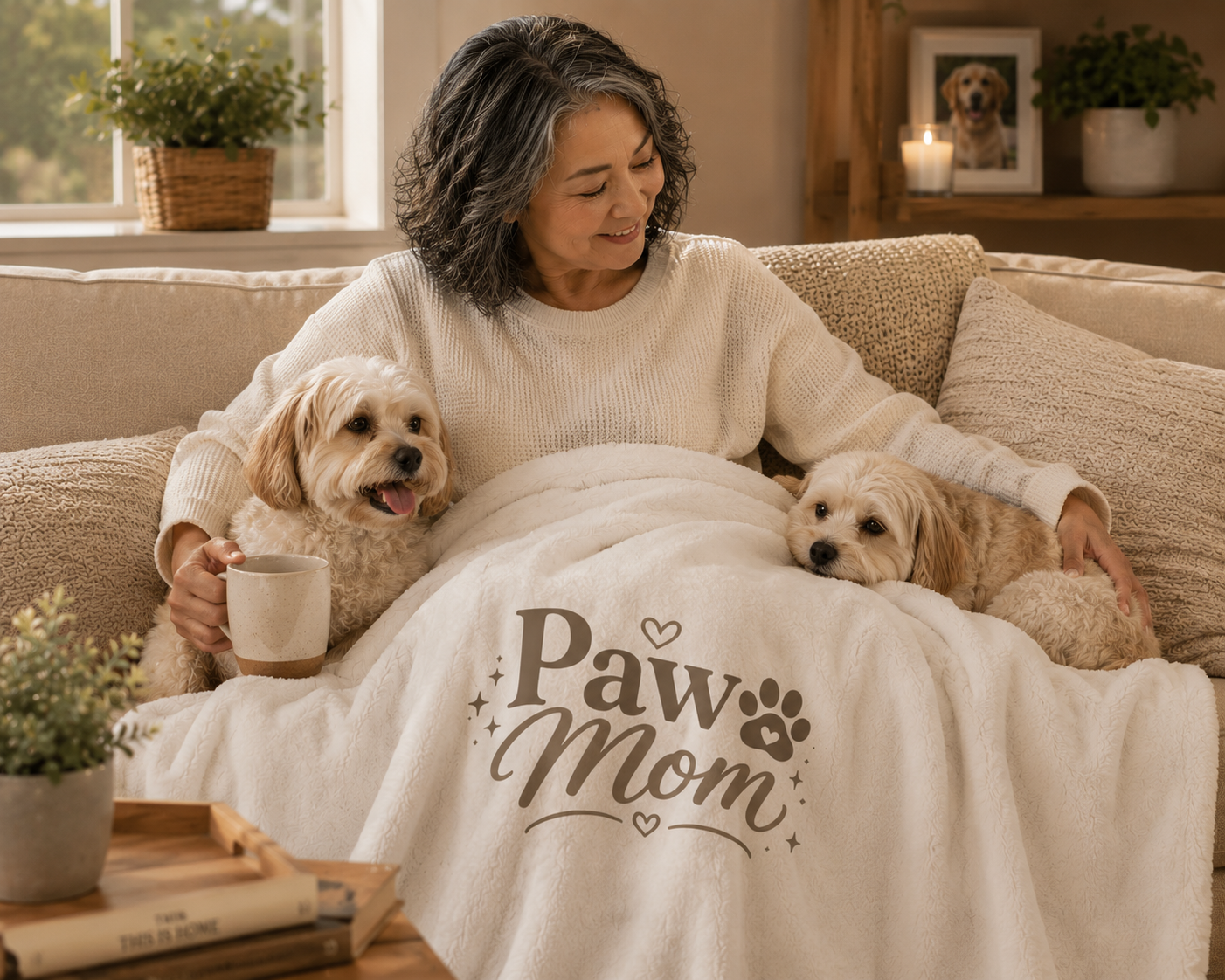 Paw Mom Sherpa Blanket – Cozy Dog Lover Throw Blanket for Pet Moms