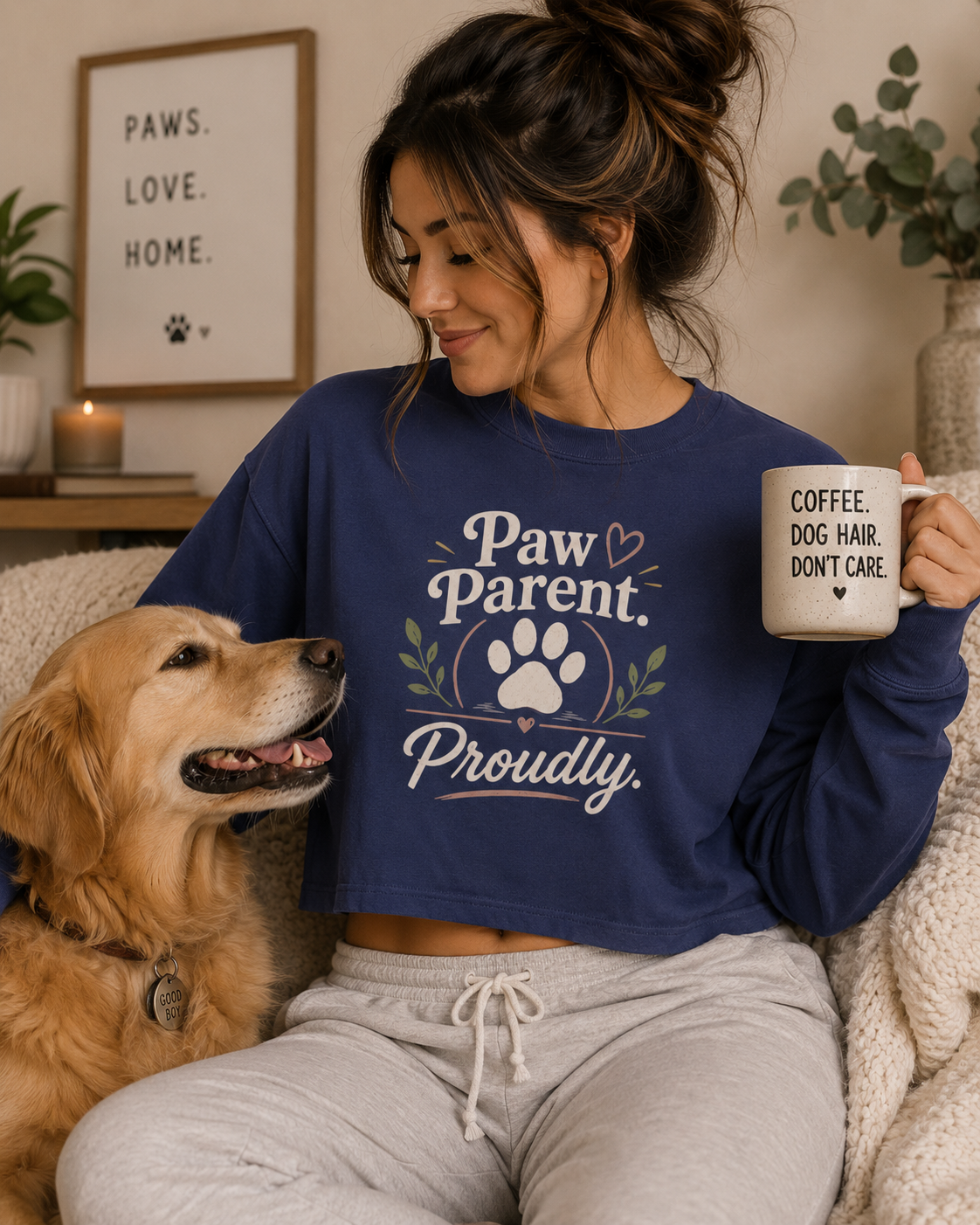 Paw Parent Proudly Cropped Fleece Crew Sweatshirt