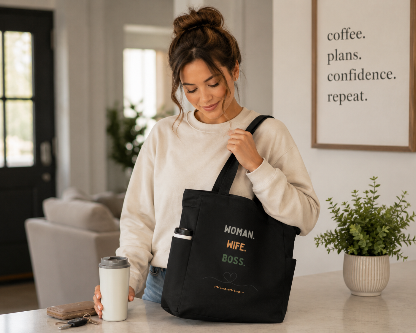 Woman Wife Boss Mama Zip Tote Bag